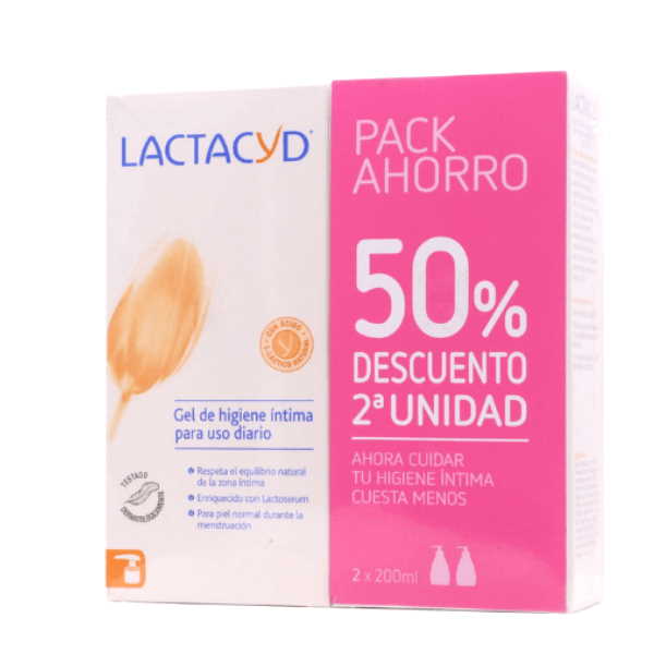 Gel De Higiene Intima Para Uso Diario 2X200Ml 50% 2ª Unidad- Lactacyd