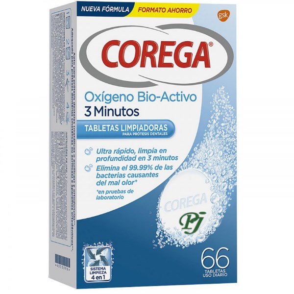 Corega Tabletas Limpiadoras Oxigeno Bio Activo 66Uds