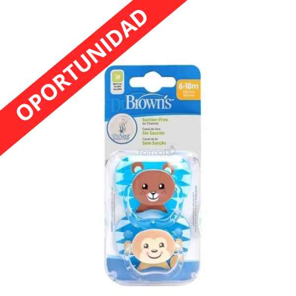 Chupete Prevent 2Uds 6-12M Silicona - Drbrowns