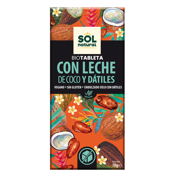 Tableta Chocolate Leche Coco Con Dátile Solnatural