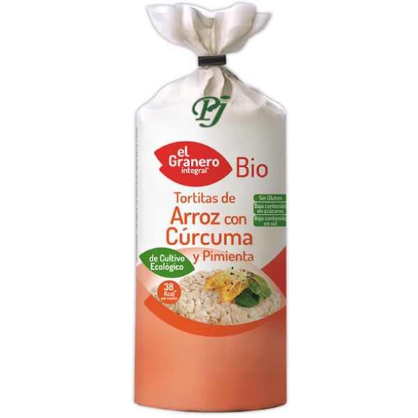 Tortitas Arroz Cúrcuma Y Pimienta Bio Sin Gluten 115 Gr. - El Granero