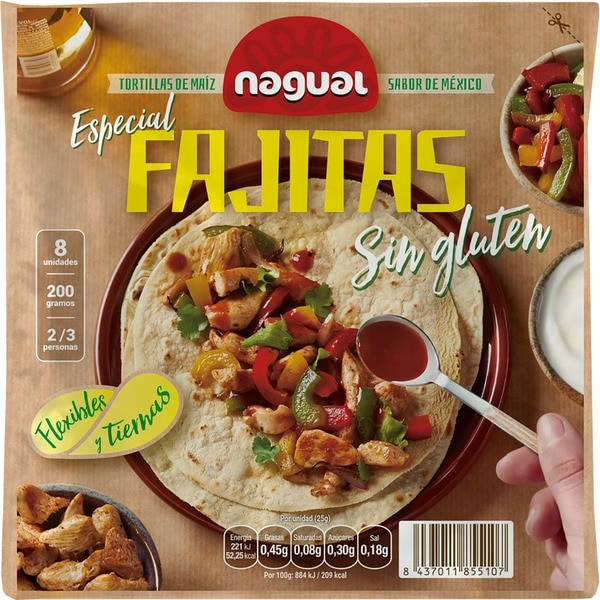 Tortillas De Maiz Especial Fajita 8 Uds Nagual - Solnatural