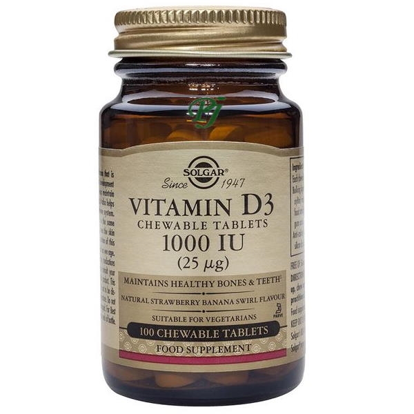 Vitamina D3 1000Iu 100 Comprimidos Masticables - Solgar