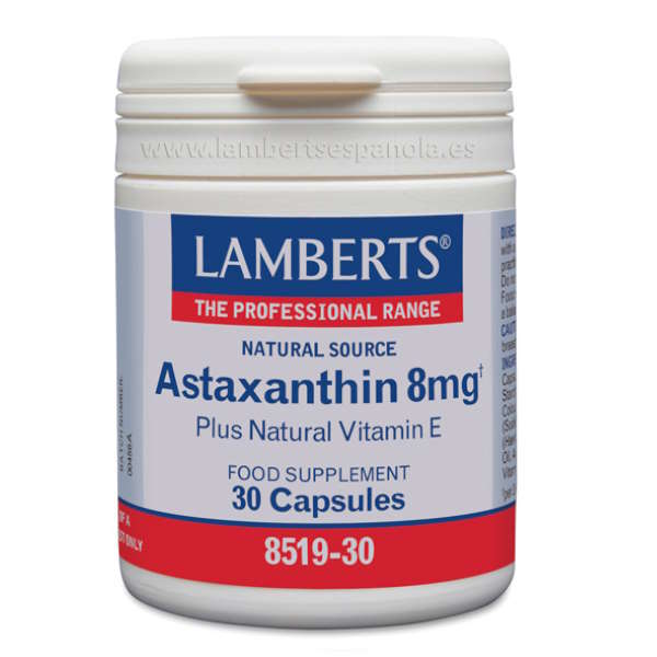Astaxantina 8Mg Con Vitamina E Natural 30 Cápsulas - Lamberts