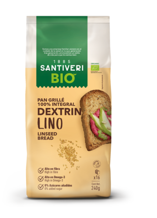 Pan Tostado 100% Integral Dextrín Lino Bio 240 Gr- Santiveri