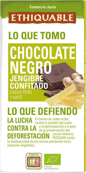 Chocolate Negro Con Jengibre Bio 100 G - Etiquable