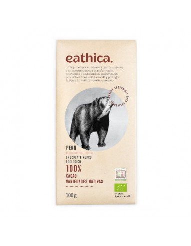 Chocolate 100% Cacao Perú Bio 100 G - Etiquable