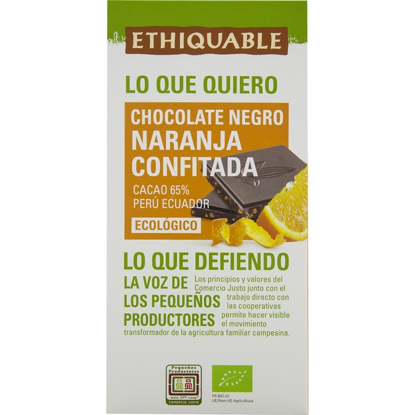 Chocolate Negro Naranja Confitada Bio 100 G - Ethiquable