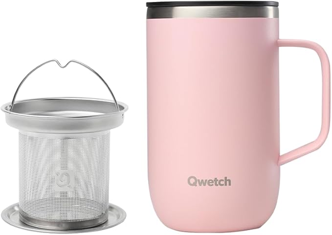Taza Tetera Isotérmica Rosa Pastel 470 Ml.