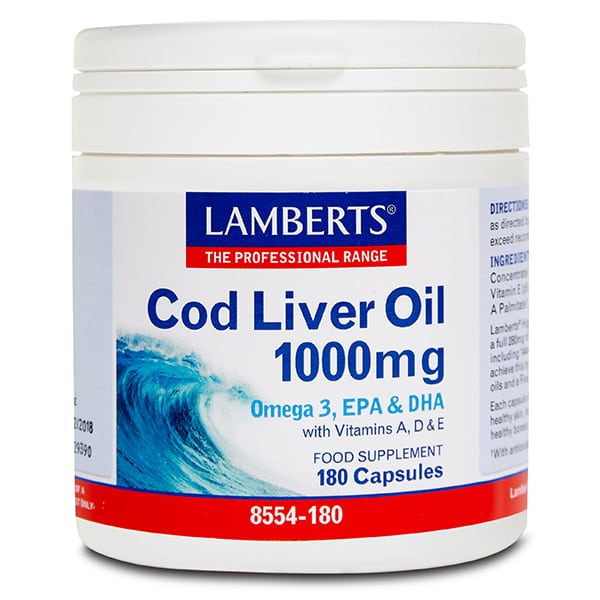 Aceite De Hígado De Bacalao Con Vit A, D Y E 180 Cápsulas - Lamberts