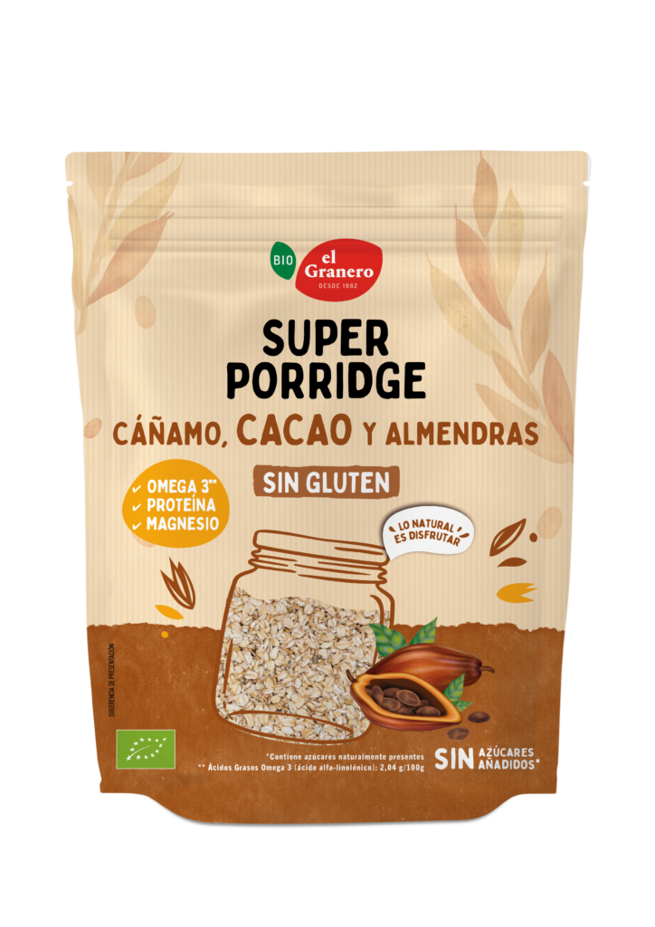 Superporridge Cacao Sin gluten Bio 350 Gr. - El Granero