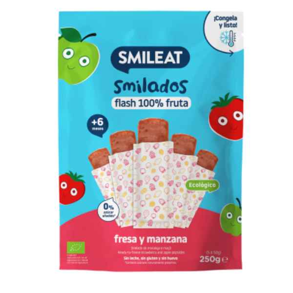 Smilados De Fresa y Manzana 100% Fruta Bio 5x50 Gr. - Smileat