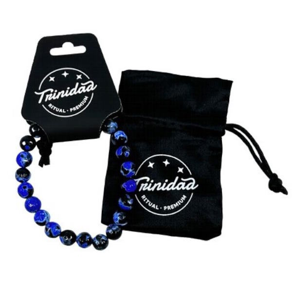 Trinidad Pulsera Agata Negra Teñida Azul 8 Mm