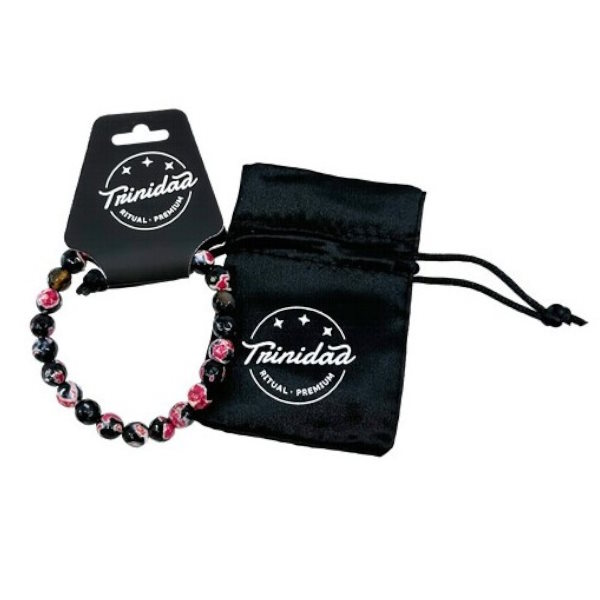 Trinidad Pulsera Agata Negra Teñida Rosa 8 Mm