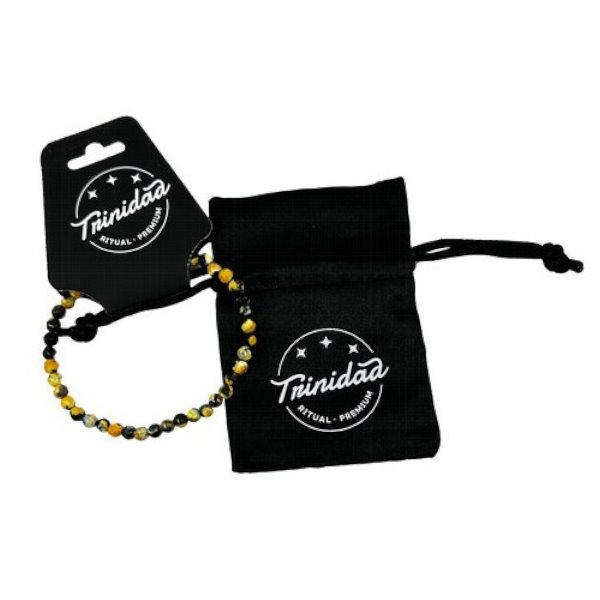 Trinidad Pulsera Agata Negra Teñida Amarilla 4 Mm