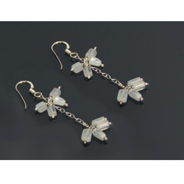 Pendientes Flor Piedra Luna Plata - Promineral