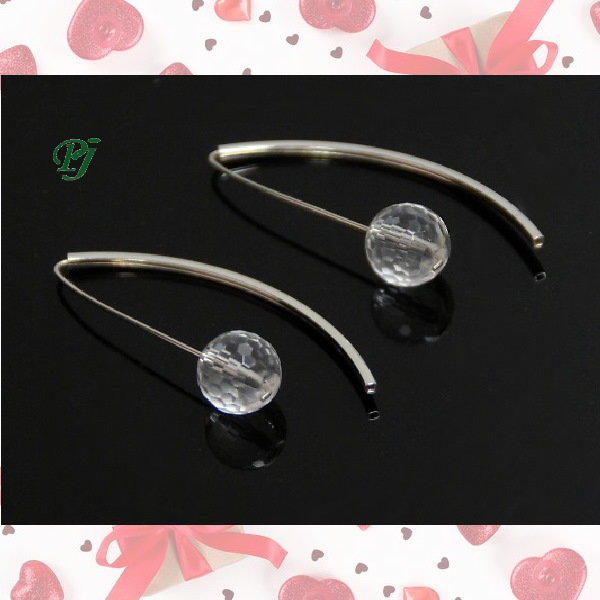 Pendientes Largos Facetados Cuarzo Plata 