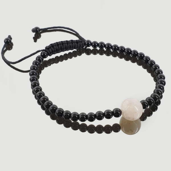 Pulsera Tibetana Piedra Luna Obsidiana 