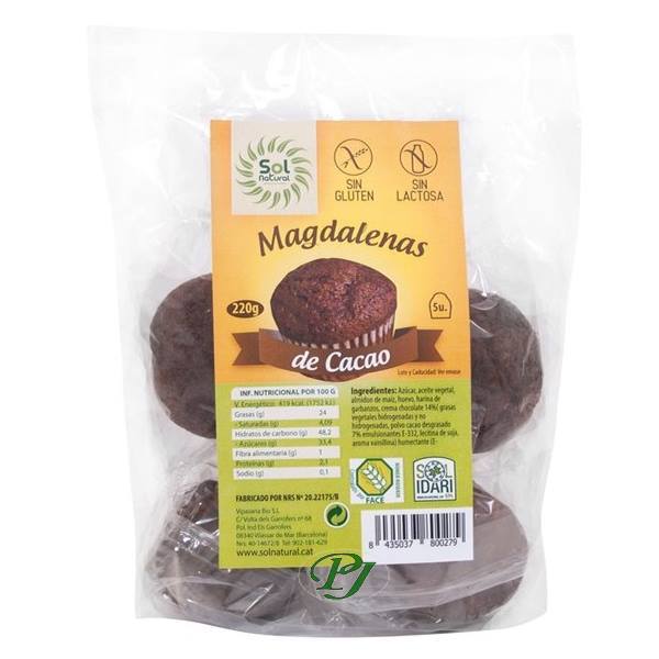 Magdalena Rellenas Chocolate Sin Gluten Sin Lactosa 5Uds - Solnatural