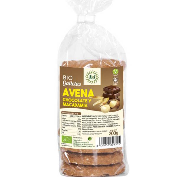 Galletas De Avena Chocolate Y Macadamia 200Gr - Solnatural