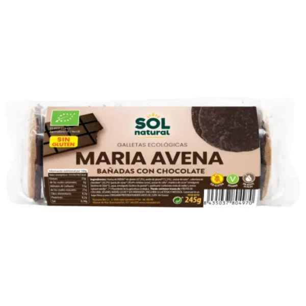 Galletas Avena Maria Sin Gluten Bañadas Choco Bio 200Gr - Solnatural
