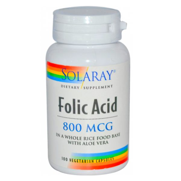 Acido Folico 800 Mcg. 100 Cápsulas - Solaray