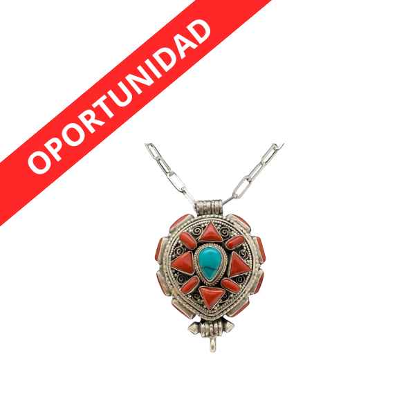 Colgante Ghau Turquesa Y Coral - Tierra Zen