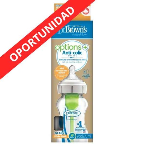 [139353] Biberon Boca Ancha Cristal 270Ml - Dr. Browns