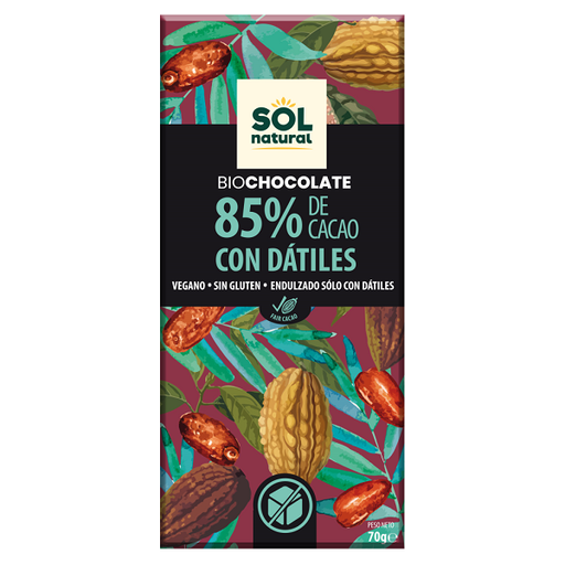 [205781] Tableta Chocolate Dark 85% Con Dátiles Solnatural