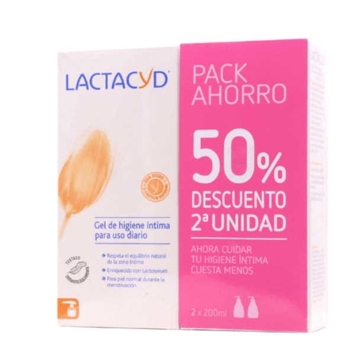 [1300913] Gel De Higiene Intima Para Uso Diario 2X200Ml 50% 2ª Unidad- Lactacyd