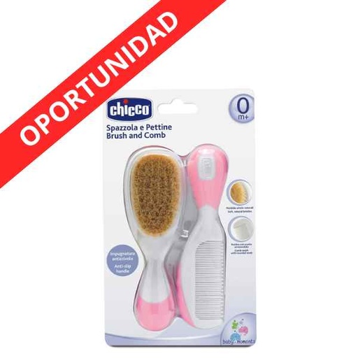 [133350] Cepillo Y Peine Natural Rosa 0M+ - Chicco
