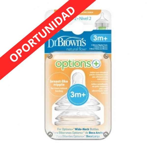 [135388] Drbrowns Tetina Standar Nivel 2 2Us. +3M