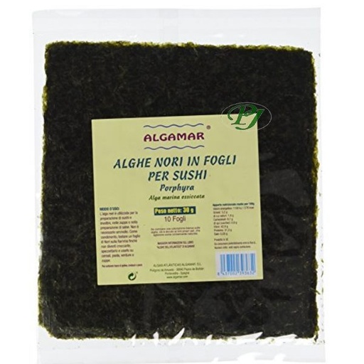 [02255] Alga Nori Para Sushi 10 Hojas 25Gr - Algamar