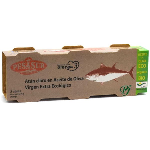 [030440] Atun Claro Aceite Oliva Virgen Extra 3X80Gr - Pesasur