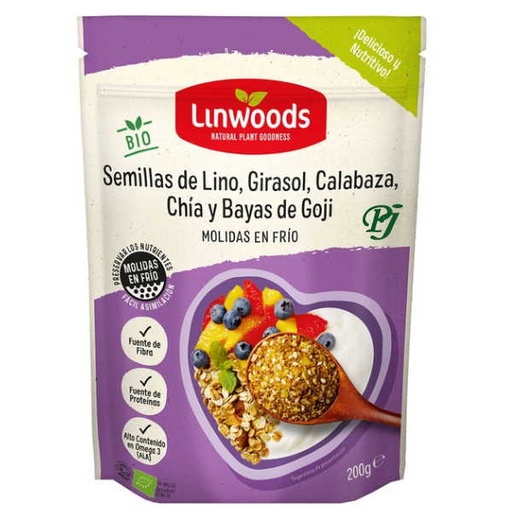 [041204] Semillas De Lino Girasol Calabaza Chia Y Bayas De Goji Bio 200 Gr. - Linwoods