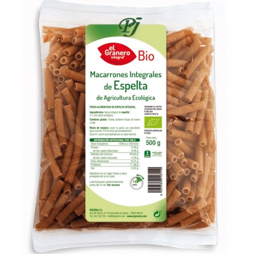 [04524] Macarrones De Trigo Espelta 500Gr - El Granero
