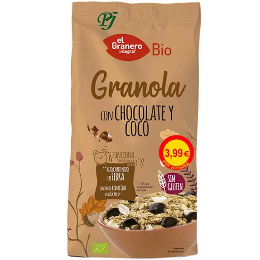 [045515] Granola Con Chocolate Y Coco Bio S/G 350Gr - El Granero