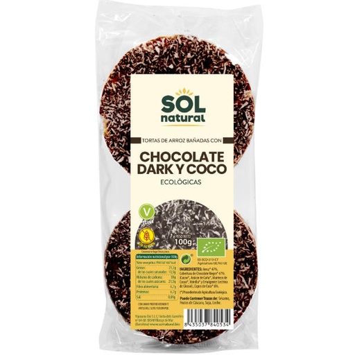 [045563] Tortas Arroz Choco Negro Y Coco Bio 100Gr - Solnatural