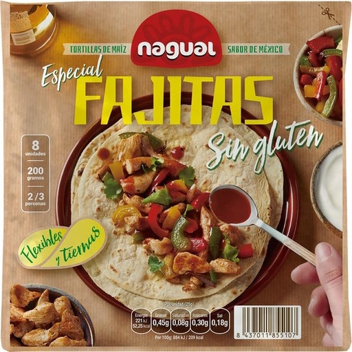 [045573] Tortillas De Maiz Especial Fajita 8 Uds Nagual - Solnatural