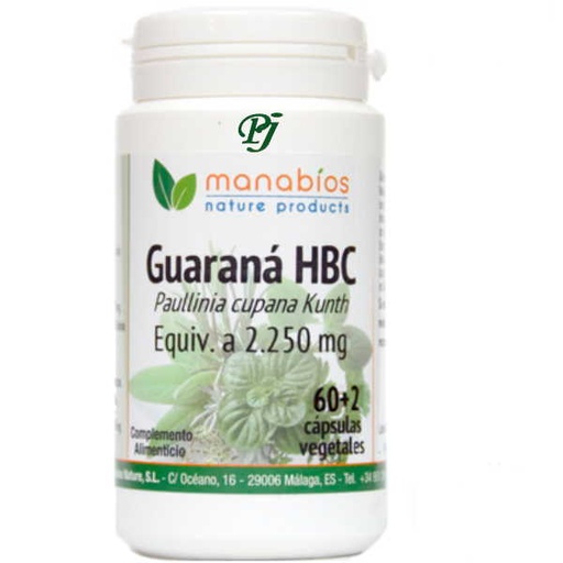 [0502726] Guarana 60+2 Capsulas Vegetales - Manabios