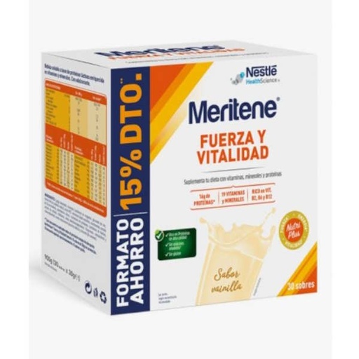 [0505289] Meritene Fuerza Y Vitalidad Vainilla 30 Sobres 15% Descuento - Nestle