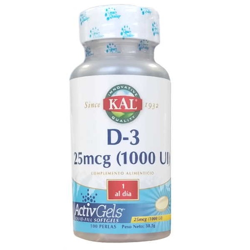 [0503108] Vitamina D-3 1000 Iu. 100 Cápsulas - Kal