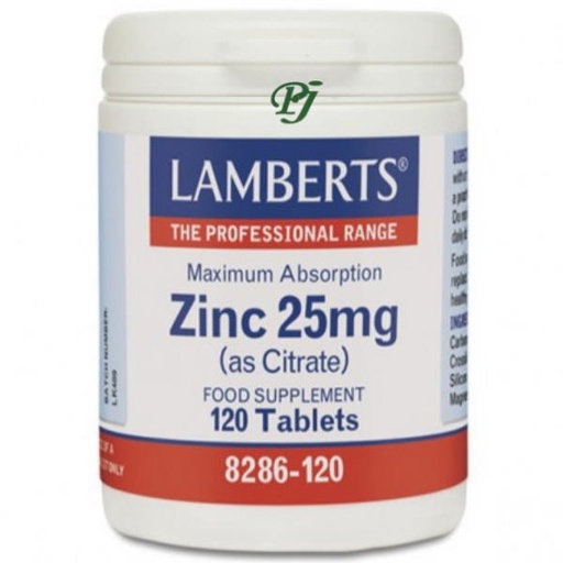 [0503283] Zinc Como Citrato 120 Tabletas 25 Mg. - Lamberts