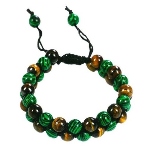 [100718] Trinidad Pulsera Doble Malaquita Ojo Trigre 8 Mm
