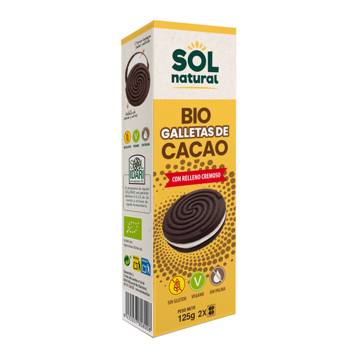 [400194] Galletas De Cacao Con Relleno Cremoso Bio 125 Gr- Solnatural