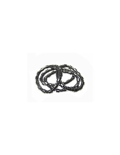 [700124] Pulsera Hematite Tubo / Doble Lenteja