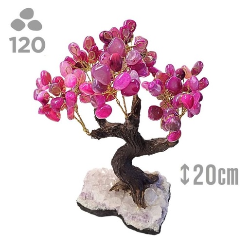 [700134] Árbol Agata Rosa 120 Piedras 20 Cm