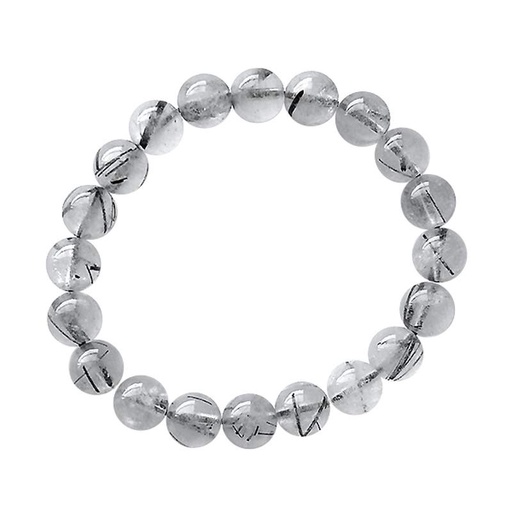 [700179] Pulsera Cuarzo Con Turmalina Bola 7 Cm