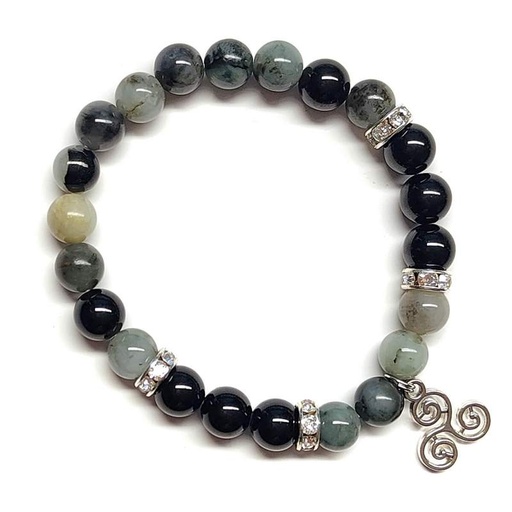 [700185] Pulsera Turmalina Y Esmeralda En Bola De 8 Mm
