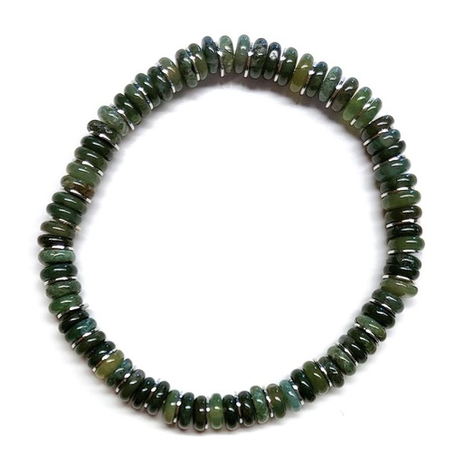 [700192] Pulsera Hombre Ágata Musgo (6Mm)